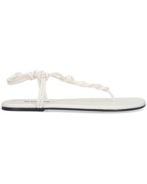 Jil Sander Tangle Braided Leather Thong Sandals - White