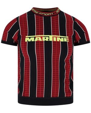 Martine Rose Ribbed Striped Cotton T-Shirt - Red