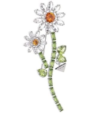 Prada Crystal Brooch - White