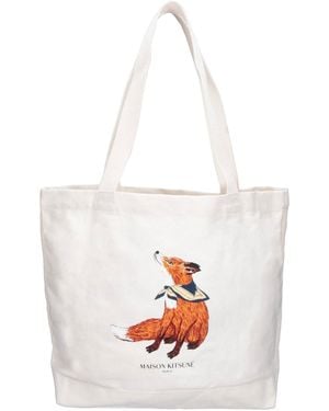 Maison Kitsuné Tote Bag "Dreaming Fox" - White
