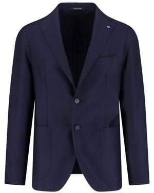 Tagliatore Single-Breasted Virgin Wool Blazer - Blue