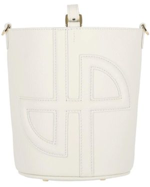 Patou Logo-Embossed Bucket Bag - White