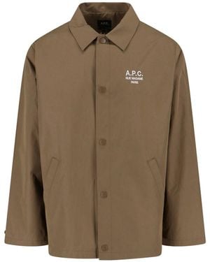 A.P.C. Classic Jacket With Structured Silhouette - Brown