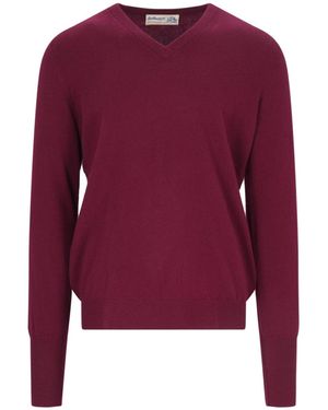 Ballantyne V-neck Jumper - Purple