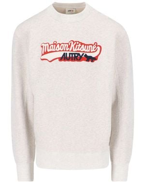 Autry Light Cotton Sweatshirt With Embroidered Logo - White