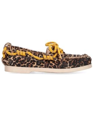 Golden Goose Cruise Animal Print Leather Moccasins - White