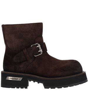 Balenciaga Suede Buckle Ankle Boots - White