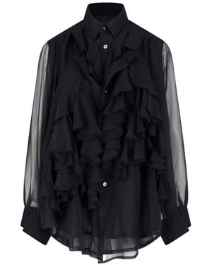 Comme des Garçons Ruffled Long-Sleeve Fabric Shirt - Black