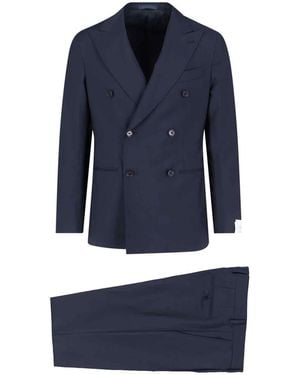 Caruso Double-Breasted Suit - Blue