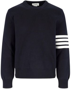Thom Browne Maglia In Cotone "4 Bar" - Blu