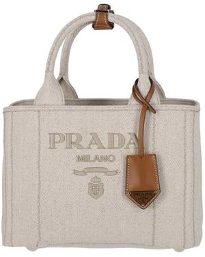 Prada Small Logo Tote Bag - White