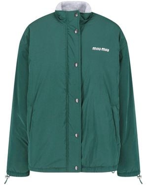 Miu Miu Pongé And Fleece Jacket - Green
