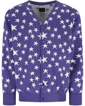 Needles V-Neck Cardigan With Stars - Blue