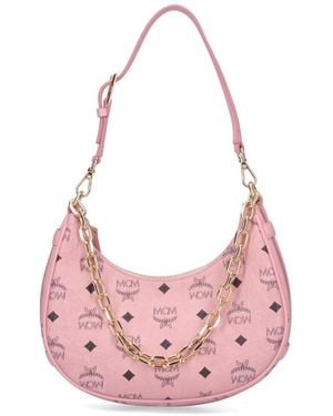 MCM 'Aren Crescent' Hobo Bag - Pink