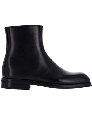 Lemaire Leather Zip Ankle Boots - Black