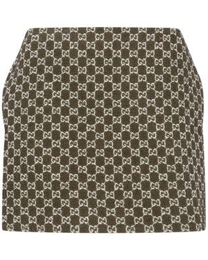 Gucci Bouclé "Gg" Mini Skirt - Green
