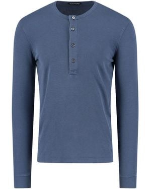Tom Ford Basic 'Henley' Jumper - Blue