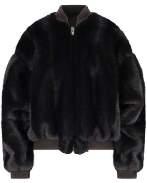 MM6 by Maison Margiela Faux Fur Bomber Jacket - Black