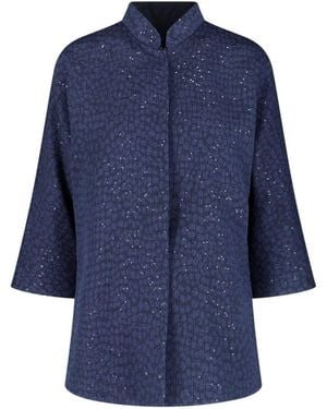 Giorgio Armani Single-Breasted Sequin Mandarin Jacket - Blue