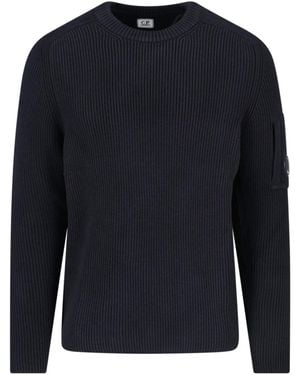C.P. Company Logo Crewneck Jumper - Blue