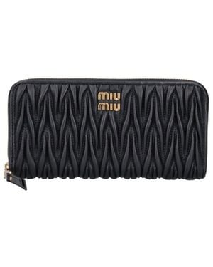 Miu Miu Quilted Nappa Zip Wallet - Black