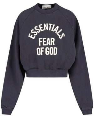 Fear Of God Cropped Arched Logo Raglan Sweatshirt - Blue
