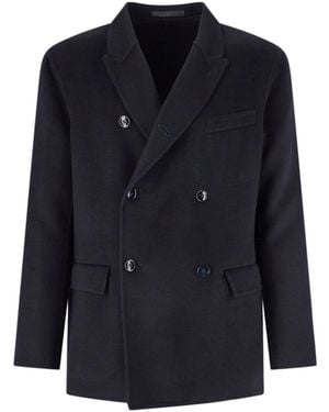 Giorgio Armani Double-Breasted Wool Blend Blazer Jacket - Blue