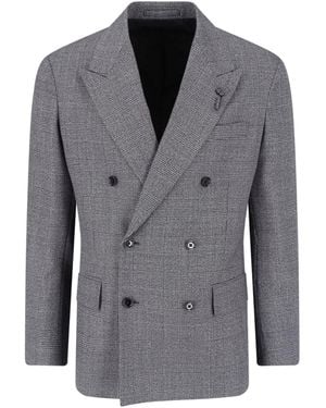 Lardini Double-Breasted Virgin Wool Blazer - Gray