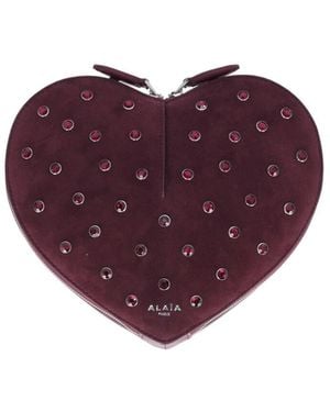 Alaïa 'le Cœur' Rhinestone Crossbody Bag - Purple