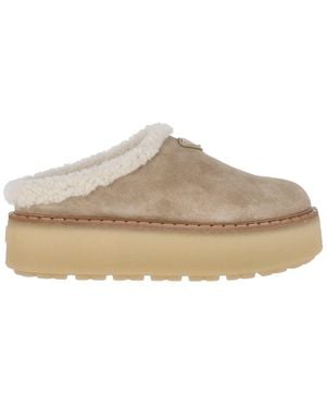 Prada Suede Mules - Natural