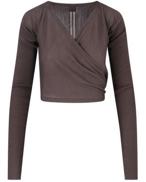 Rick Owens Maglia Crop - Marrone