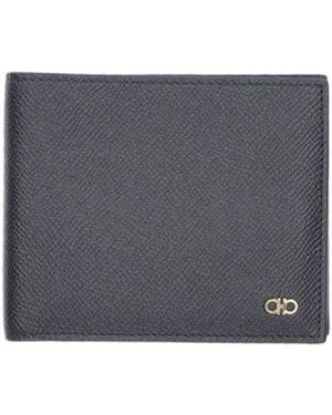 Ferragamo Premium Calf Leather Wallet With Fabric-Blend Lining - Grey