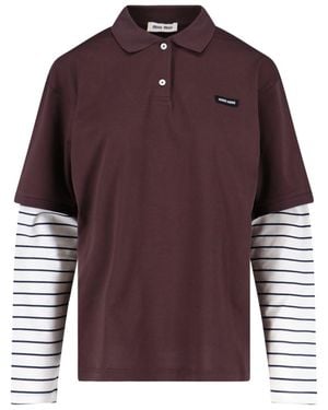 Miu Miu Layered Logo Polo Shirt