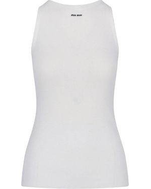 Miu Miu Canotta In Maglia Di Cotone - Bianco