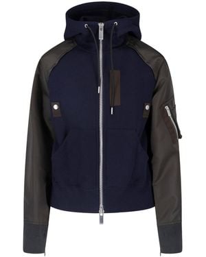 Sacai Hooded Zip Jacket - Blue