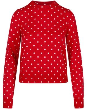 Comme des Garçons Polka Dot Cropped Crewneck Sweater - Red