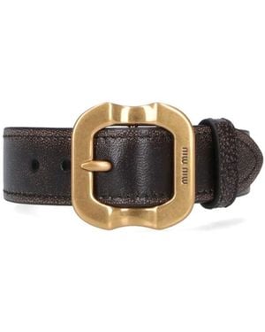 Miu Miu Leather Bracelet With Buckle - Black