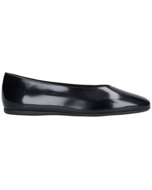 Prada Brushed Leather Ballet Flats - Black