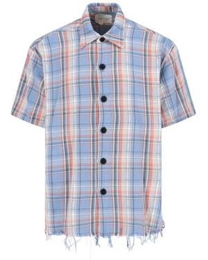 Greg Lauren 'check' Shirt - Blue