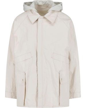 Lemaire Technical Linen Hooded Waterproof Jacket - White