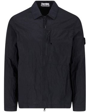 Stone Island Zip Shirt "1200041 Nylon Metal" - Blue