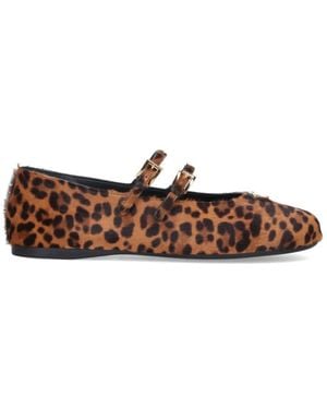 Prada Animal Print Ballet Flats - Brown