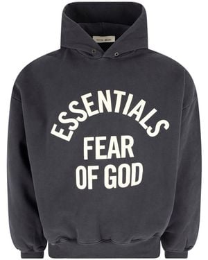 Fear Of God Charcoal Arched Logo Cotton Hooded Sweatshirt - Grey