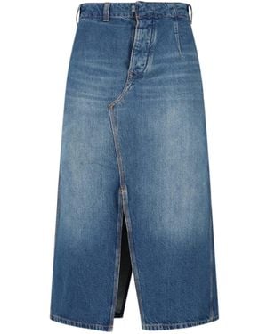 Victoria Beckham Denim Midi Skirt - Blue