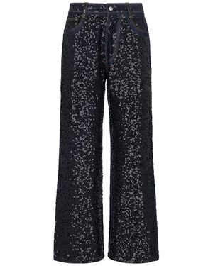 P.A.R.O.S.H. Straight Jeans With Guff Sequins - Blue