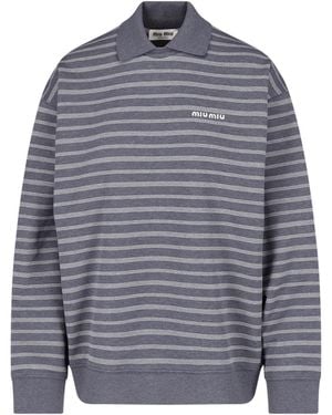 Miu Miu Striped Polo - Blue
