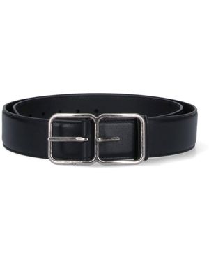 Saint Laurent Leather Belt With Double Buckle - Black