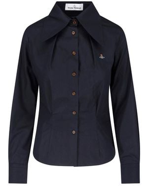 Vivienne Westwood Fitted Shirt With Oversized Pointed Collar - Blue