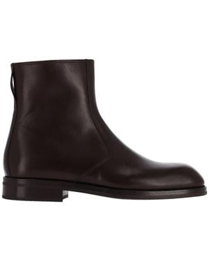 Lemaire Leather Zip Ankle Boots - Black