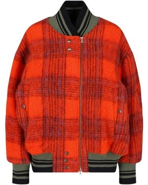 Dries Van Noten Giacca Bomber In Mohair - Rosso